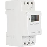 YWBL-WH DIN Rail Timer Switch, 30A LCD Programmable Multi-Voltage | AC/DC 12/24/110/220V, weekly 16 on/off programs, backup battery memory, HVAC lighting industrial panels