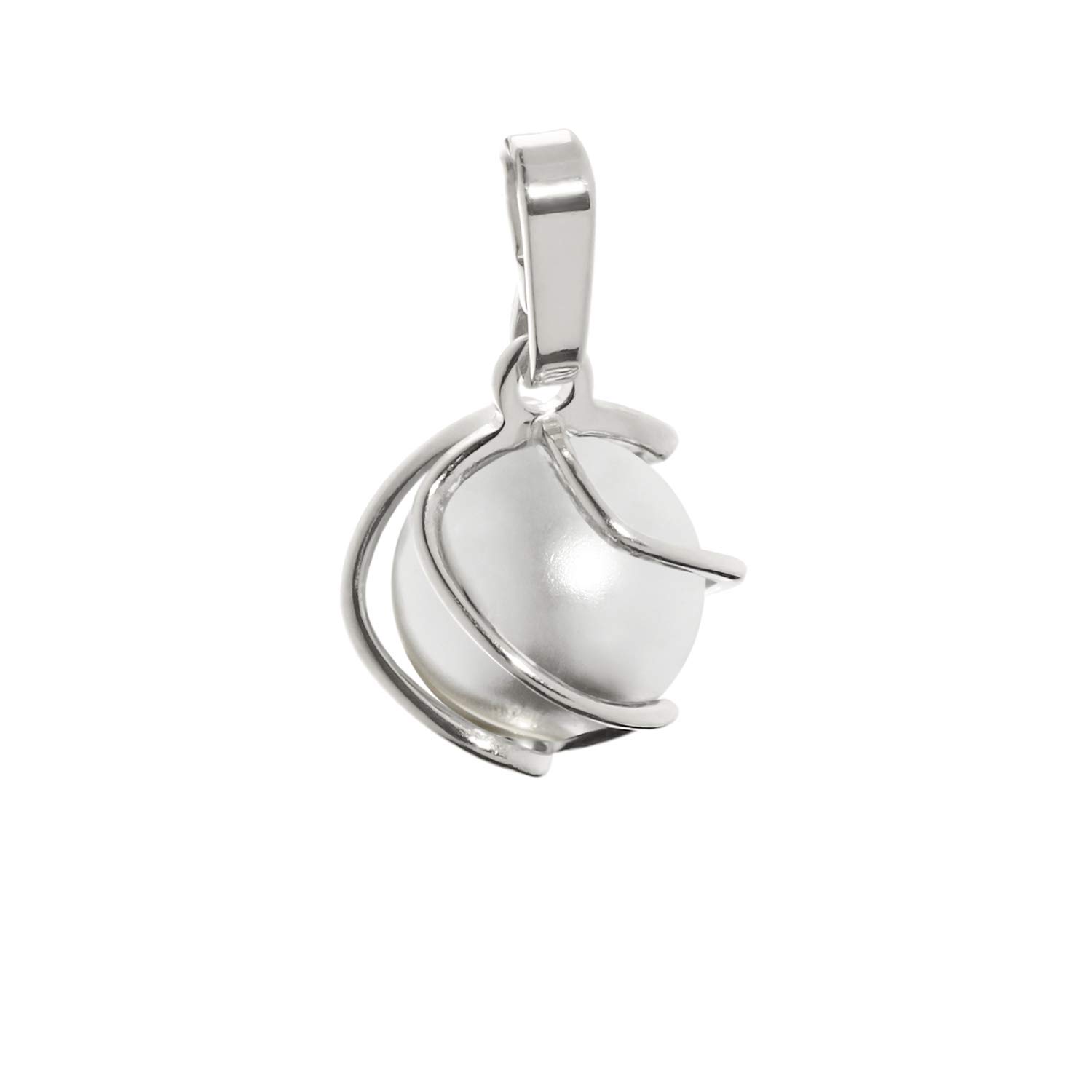 NKlaus sphere pendant 925 sterling silver white wax pearl 9mm ladies 7877