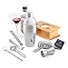 Cocktail Shaker Martini Shaker Set - Bartender Kit : Drink Shaker, Jigger, Drink Mixing Spoon, Strainer, Ice Thong, Bottle Opener, Stylish Wooden Stand, Gift Box and Bounce Cocktail Recipes Book