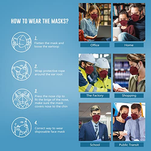 WWDOLL KN95 Face Mask 50 PCs, Multiple Colour 5 Layers KN95 Masks