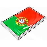 Perdecor Portugal Flag Sticker Emblem Portuguese Decal Car Chrome Flags, 2 Pack, 3 x 2 inches