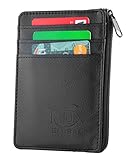 Premium Quality Leather Slim Wallet for Men, Lightweight Compact and Convenient Mini Wallet with Zipper, ID Card Window & RFID Safe Card Holder, Premium Identity Theft Protection Shield, Rfid Blocking Technology, 100 % Lifetime Guarantee