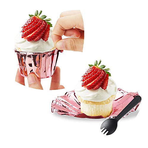 Cupcake Liners with Dome Lids 100Pack,FreeAir 3.5Oz Mini Foil Baking