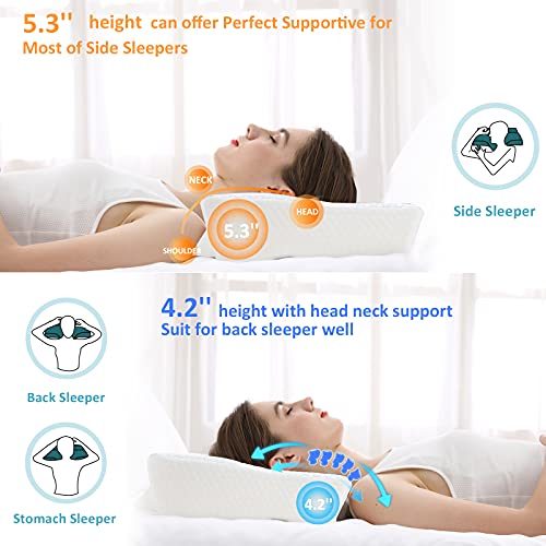 Mkicesky Cooling Memory Foam Contour Pillow, Cervical Pillow for Neck