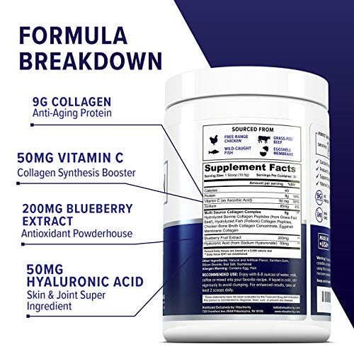 Multi Collagen Elite Chocolate Brownie Collagen Protein Powder: Multiple Source Grass-Fed Hydrolyzed Collagen Peptides with Vitamin C and Hyaluronic Acid, Types I II III V X, Anti-Aging Powder, 30srv - Thumbnail 3