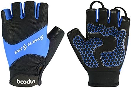 Cycle Gloves - Half Finger Light Pad Gloves For Riding Weightlifting Cycling (Blue, M)