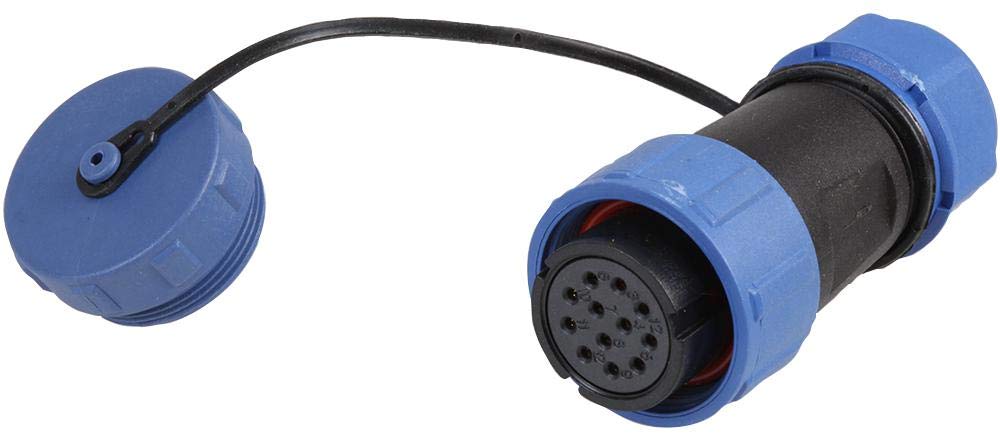 PRO ELEC 12-Pole Circular Threaded Inline Connector Socket – 7-12mm Cable, IP68 – PELR0169