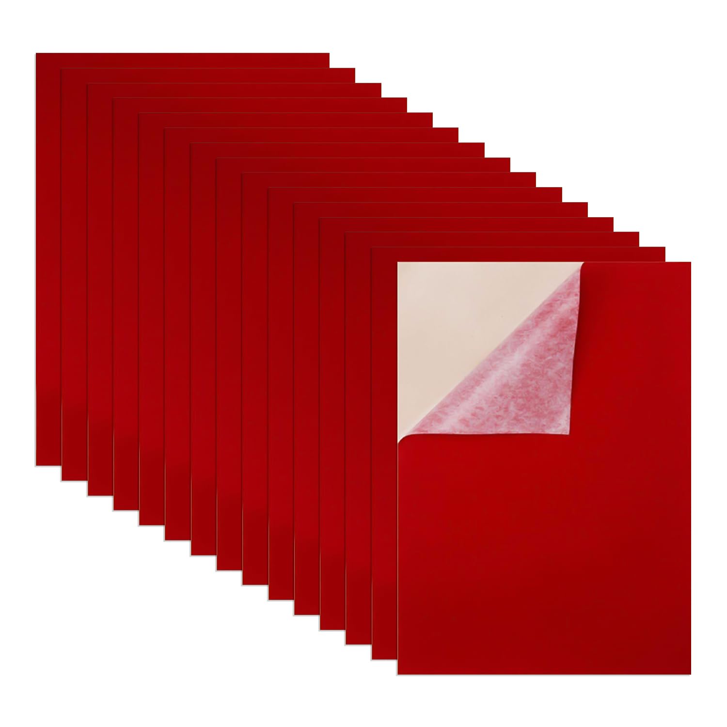 TYGFRT 15 Red Velvet Stickers, 21*29.7cm Felt Sheets, Multi-purpose Flocking Stickers, Suitable for Jewelry Boxes and Drawer Linings