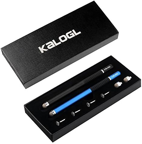 Stylus,styli {2 pack} 2 in 1 Fine Point Universal Stylus Pen with 4 Replacement Discs and 2 Micro-knit Hybrid Fiber Tips for iphone Ipad Samsung Galaxy Huawei(Black+Blue)