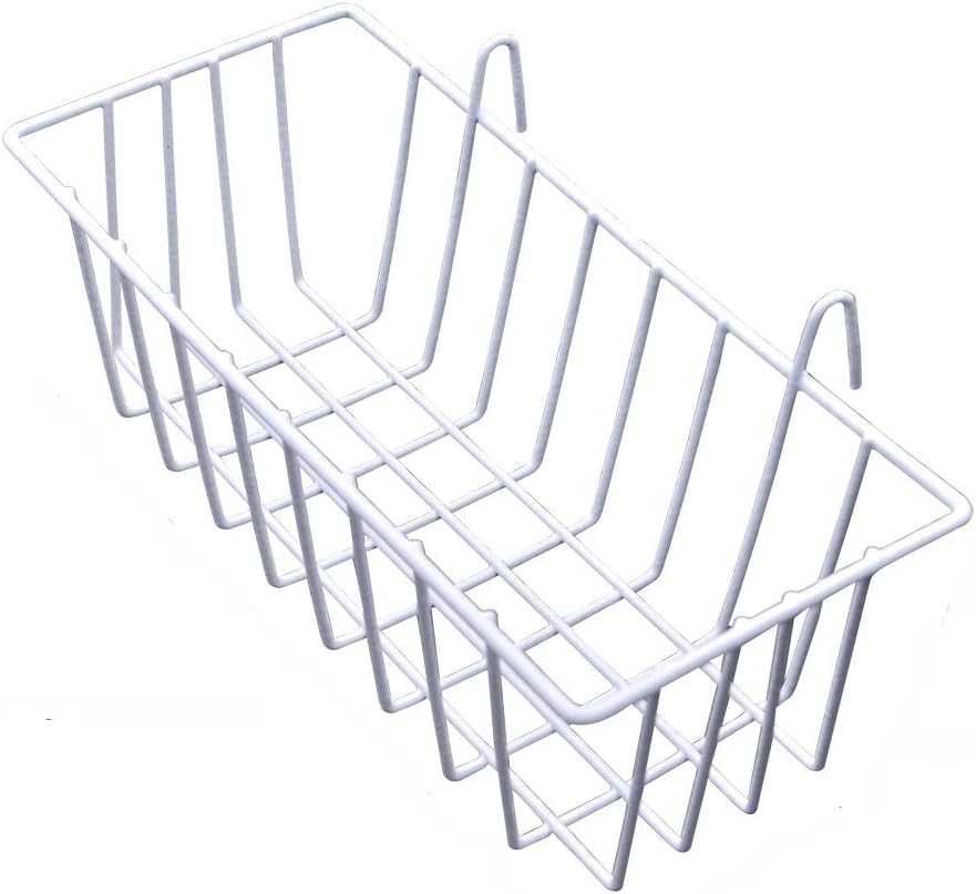 Wall Grid Basket, Wire Basket With Hook, Wall Mount Organizer for Wall Grid Panel(White120)