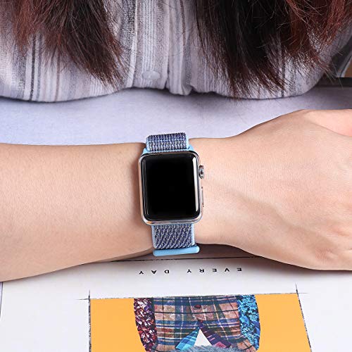HILIMNY Compatible for Apple Watch Band 40mm, Soft Nylon Sport Loop, with Hook and Loop Fastener, Replacement Band Compatible for iWatch Series 1/2 / 3/4 (40mm, Cerulean) - Thumbnail 6