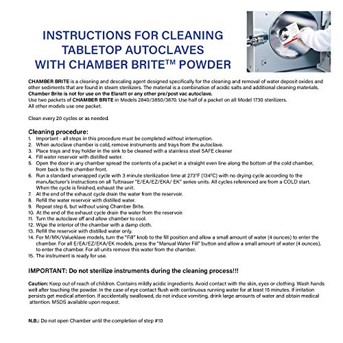 Tuttnauer TUCB0010 Chamber Brite Powdered Autoclave Cleaner (Pack of