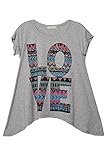 Big Girls Kids Cotton Love Letter Aztec Print Graphic Handkerchief Short Sleeves Tee T Shirt Top USA