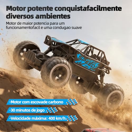 Carro de controle remoto off-road, recarregável, para todos os tipos de terreno, com faróis, brinquedo infantil para atividades ao ar livre, adequado para meninos e meninas de 6 a 12 anos.