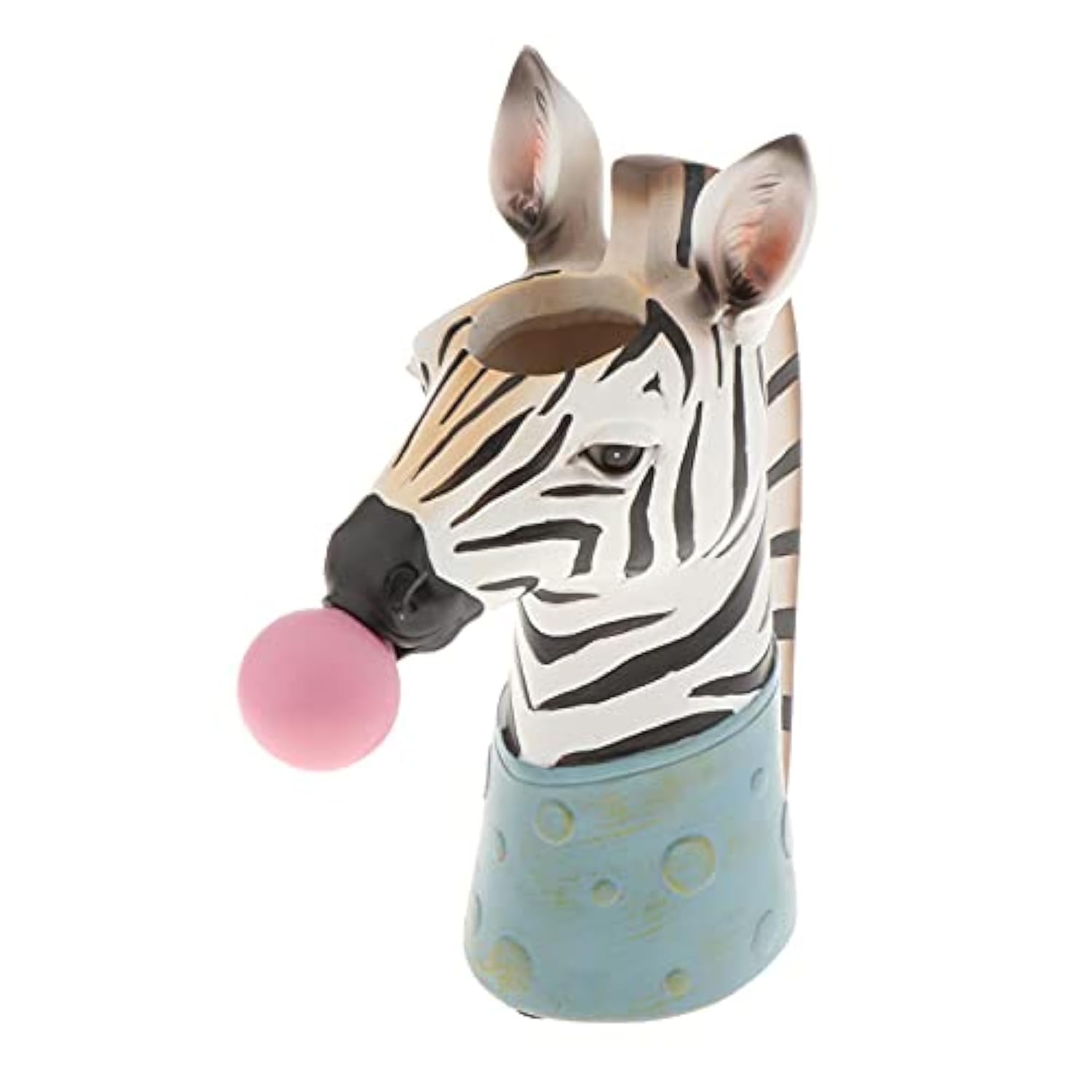 Resin Animal Head Vase Blowing Bubbles Animal Face Dry Flower Vase Resin Flower arrangement Planter Desktop Deer Zebra Head Sculpture Home Living Room Decoration (Zebra)