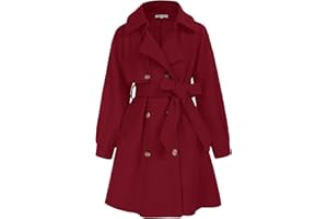 GRACE KARIN Girls Dress Coat Lapel Wool Blend Long Winter Jackets with Pockets Belt 6-14Y