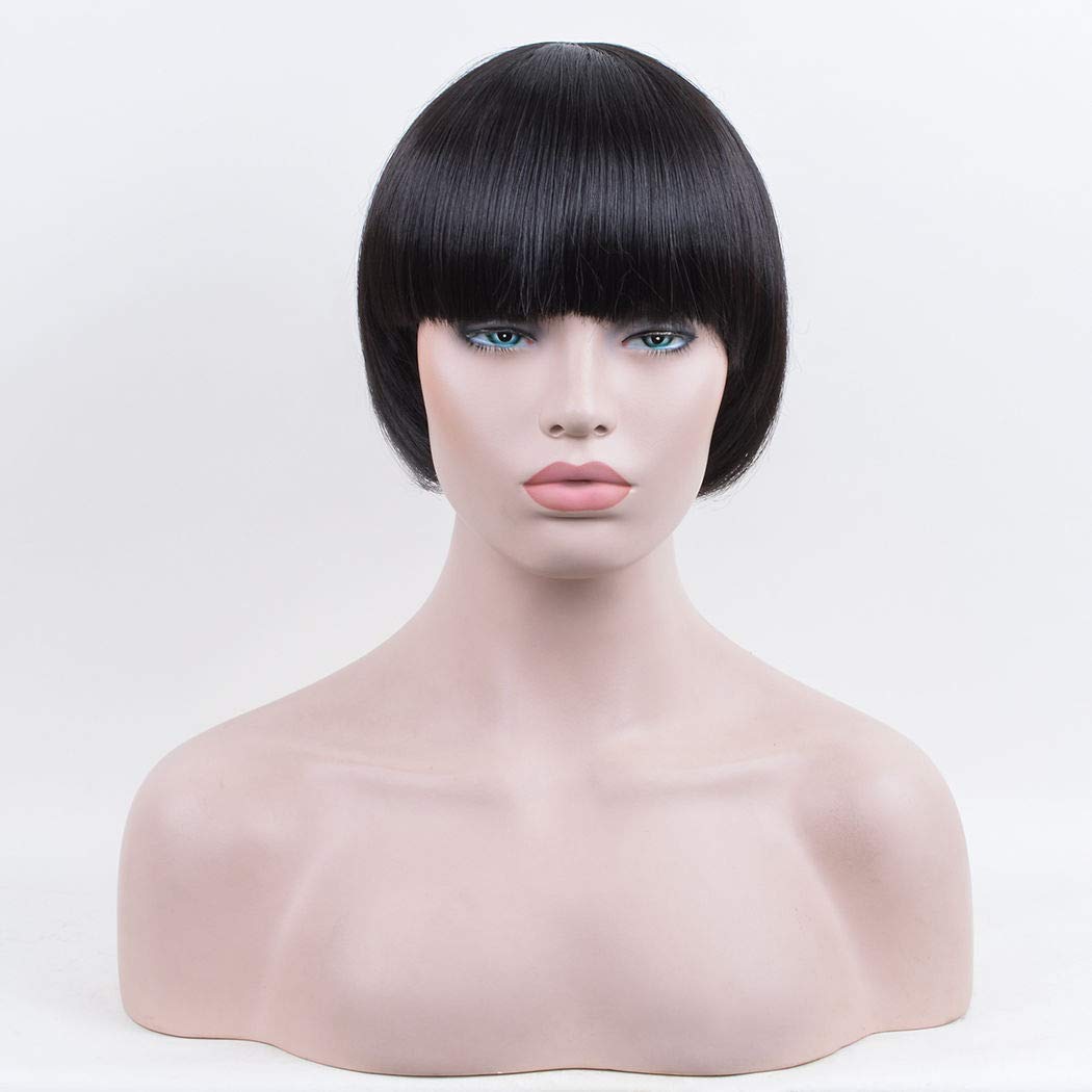 Fidgetgear Bowl Cut Extreme Bob Hair Style Mushroom Head Black Wig