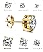 Thunaraz Stainless Steel Stud Earrings for Women Round Cut Cubic Zirconia Earrings Set 6 Pairs 3mm-8mm Gold Tone