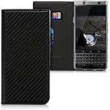 kwmobile Flip Case for BlackBerry KEYone (Key1) - PU Leather Wallet Folio Cover with Card Slot, Stand Feature - Black