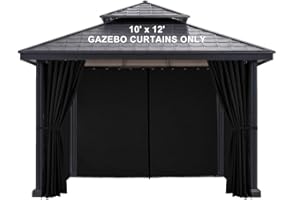 NICETOWN 10'x12' Gazebo Curtain 4 Panels (Only Curtain) Waterproof Universal Replacement Privacy Screen, Outdoor Sidewalls wi