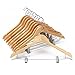 JS HOME Solid Wooden Suit Hangers Natural Finish with Anti-rust Pant Clips, 10 Pack