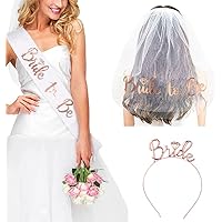 Bride to Be Set, 3pack Bride to Be Sash & Headband Tiara & Shoulder Length Veil Bachelorette Party Supplies Bridal Shower Dec