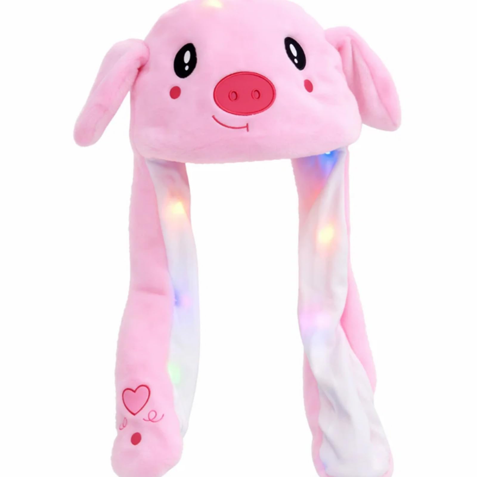 Grion Sweet Piggy Plush Pig Hat - Festival Glow Soft Floppy Ears Cute Cartoon Animal Face Costume Light Headwear - for Girls Women Halloween Christmas Party Photo Prop