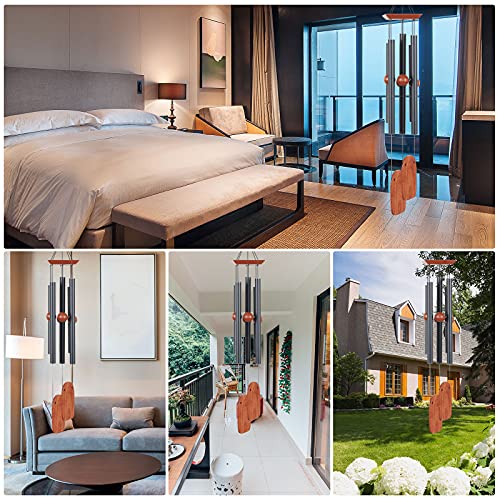 Saododku Wind Chimes, 36in Wind Chimes for Outside with Antirust Aluminum Alloy Tubes Tuned Soft Melody and Ash Wood, Deep Tone Wind Chimes Outdoor for Garden Décor