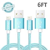 Kenex® 2 Pack 6.6ft [Blue] USB 2.0 Nylon Braided Lightning Cable USB Charging Cable Cord for iPhone 6S/6S Plus/6 Plus/6/5/5C/5S/SE, iPad Air, Mini 4, iPod 5 and iPod 7
