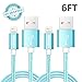 Kenex® 2 Pack 6.6ft [Blue] USB 2.0 Nylon Braided Lightning Cable USB Charging Cable Cord for iPhone 6S/6S Plus/6 Plus/6/5/5C/5S/SE, iPad Air, Mini 4, iPod 5 and iPod 7