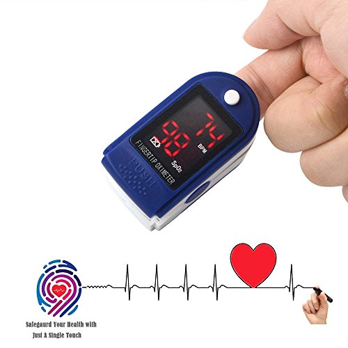 Fingertip Pulse Oximeter Blood Oxygen Saturation Monitor with Batteries Storage Bag and Lanyard