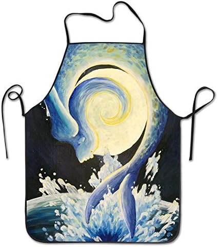 Moon Lit Mermaid Adjustable Apron For Kitchen Garden Cooking Grilling Women's Men's Great Gift For Wife Ladies Men Boyfriend
