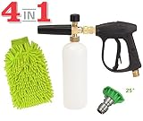 SPAUTO High Pressure Washer Gun 3000 PSI Foam Wash Gun Snow Foam Lance Foam Cannon Blaster with M22-14mm Thread and Wash Mitt & Nozzle Set