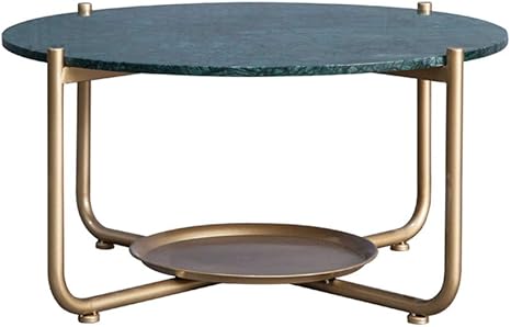Amazon Com Malachite Green Marble Coffee Table Luxurious Sofa Table With Metal Frame And Double Layer Storage For Living Room Bedroom Office Reception Kitchen Dining