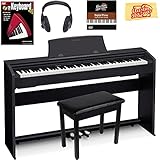 Casio Privia PX-770 Digital Piano - Black Bundle with Furniture Bench, Instructional Book, Austin Bazaar Instructional DVD, and Polishing Cloth