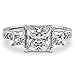 BERRICLE Sterling Silver 3-Stone Wedding Engagement Rings Princess Cut Cubic Zirconia CZ Ring for Women, Rhodium Plated Size 4-10