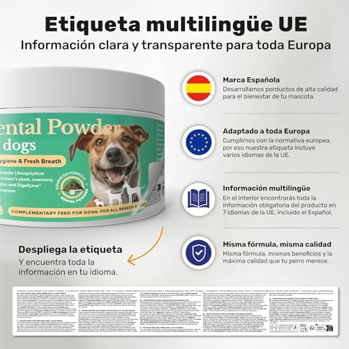 100% Natural Dog Dental Cleaner with Kelp Premium Algae - 180g | Bad Breath Powder, Plaque & Tartar - Toothbrush & Toothpaste Alternative - Natuva Pets