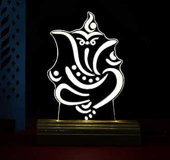 Buy Floston The Lord Ganesh 3d Illusion Acrylic Base Table Lamp For Bedroom And Drawing Room Table Lamp Color Cream Online At Low Prices In India Amazon In