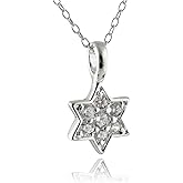 FashionJunkie4Life Sterling Silver Star of David Necklace | Jewish Charm with Cubic Zirconia and 18" Chain | Religious Symbol Gift for Women