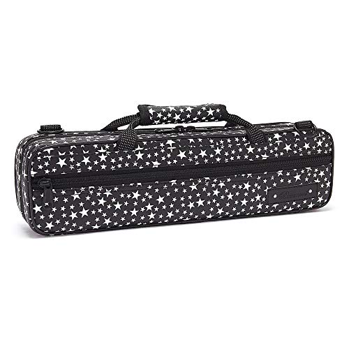 Beaumont "Starry Night" Flute Case With Shoulder Strap - C-Foot Flute Hard Case Cover - Lightweight Canvas C Case for Yamaha, Jupiter, Trevor James  Flute Instrument Case
