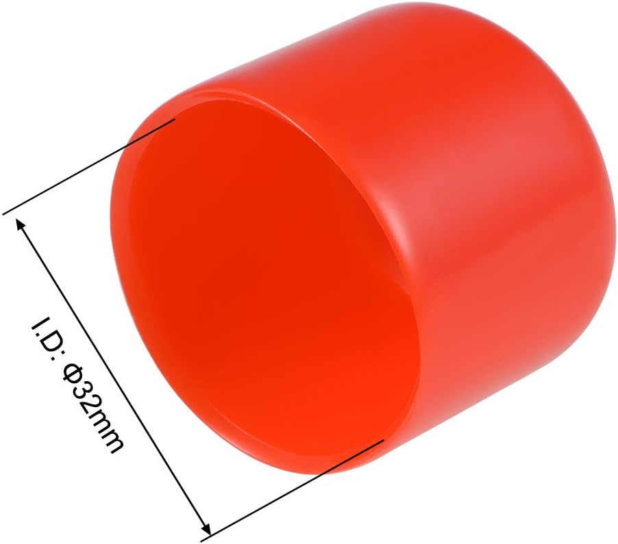 sourcing map 10pcs Rubber End Caps 32mm ID Vinyl Round Tube Bolt Cap Cover Thread Protectors Red - Image 4