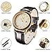 Wrist Watches for Women/Ladies/Girls - Leather Wood Watch with 50M Waterproof and Date Display - Premium Golden Analog Quartz Watch with Leather Strap - Gift for Women