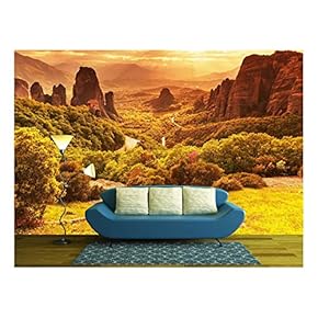 Meteora Monasteries in Greece. - Removable Wall Mural | Self-Adhesive Large Wallpaper - 66x96 inches
