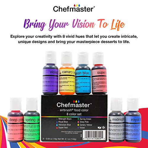 Chefmaster Airbrush Kit Airbrush Food Coloring 8 Pack True To