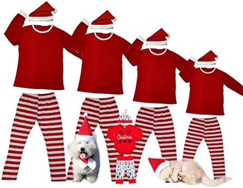 Matching Christmas Pajamas For Family And Dog Red And White Striped Pjs Sets Baby Cute Snowflake Santa Clothes Xmas Thanksgiving Mom And Daughter Kids Boys Girls Sleepwear Holiday Jammies For Couples