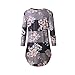 ONLYSHE Women's Round Neck 3/4 Sleeve Casual Striped T-Shirts Floral Print Blouse Tops