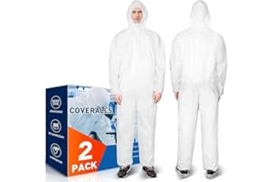CAREGY Hazmat Suits Protective Coveralls with Hood, Heavy Duty Full Body Painters Suit for Men & Women