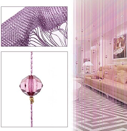 Wabrina 1x2 M Fashion Decoration Beaded String Curtain Door Divider Crystal Beads Tassel Screen Curtain Beads Panel for Wedding Coffee House Restaurant Parts,Light Purple