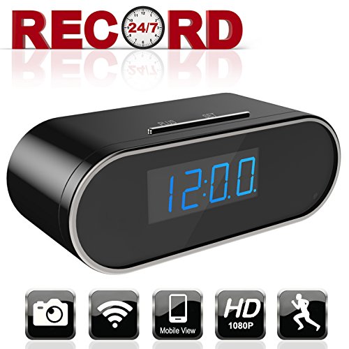 Aurola 1080P WIFI Hidden Camera, Spy Camera Clock, Nanny Camera with with Motion Detection Loop Recording for Home and Office Security Surveillance (security wifi monitor)