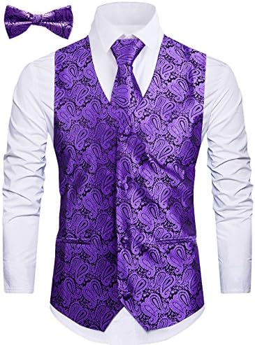 WANNEW Mens Vest Suit Vests Tuxedo Vest Formal Vests Paisley Vest for Men